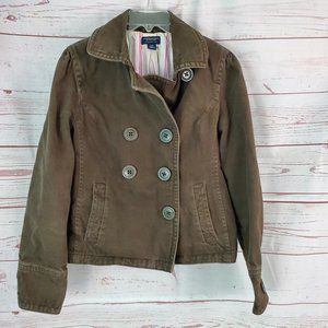 American Eagle Outfitters Soft Chocolate Brown Pea Coat jacket Light Weight LG